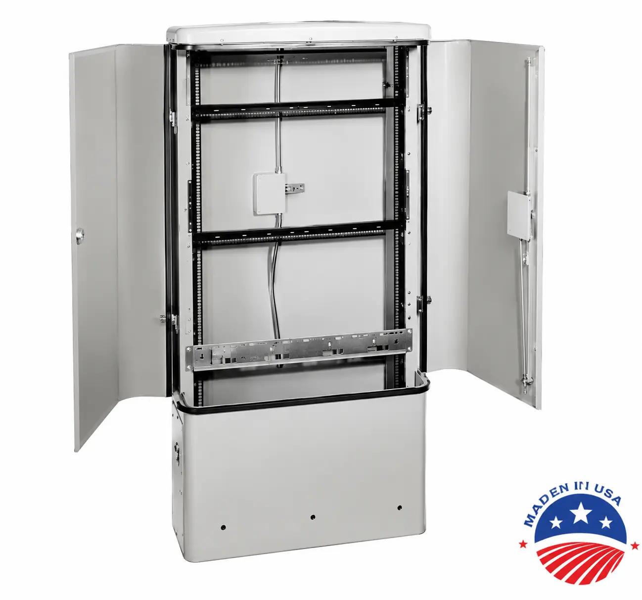 Vertiv telecom pedestal for fiber optic cable management and OSP distribution